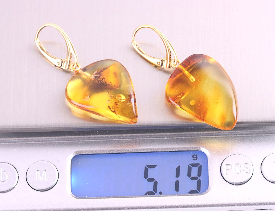 Natural Baltic Amber on Gold-Plated Sterling Silver