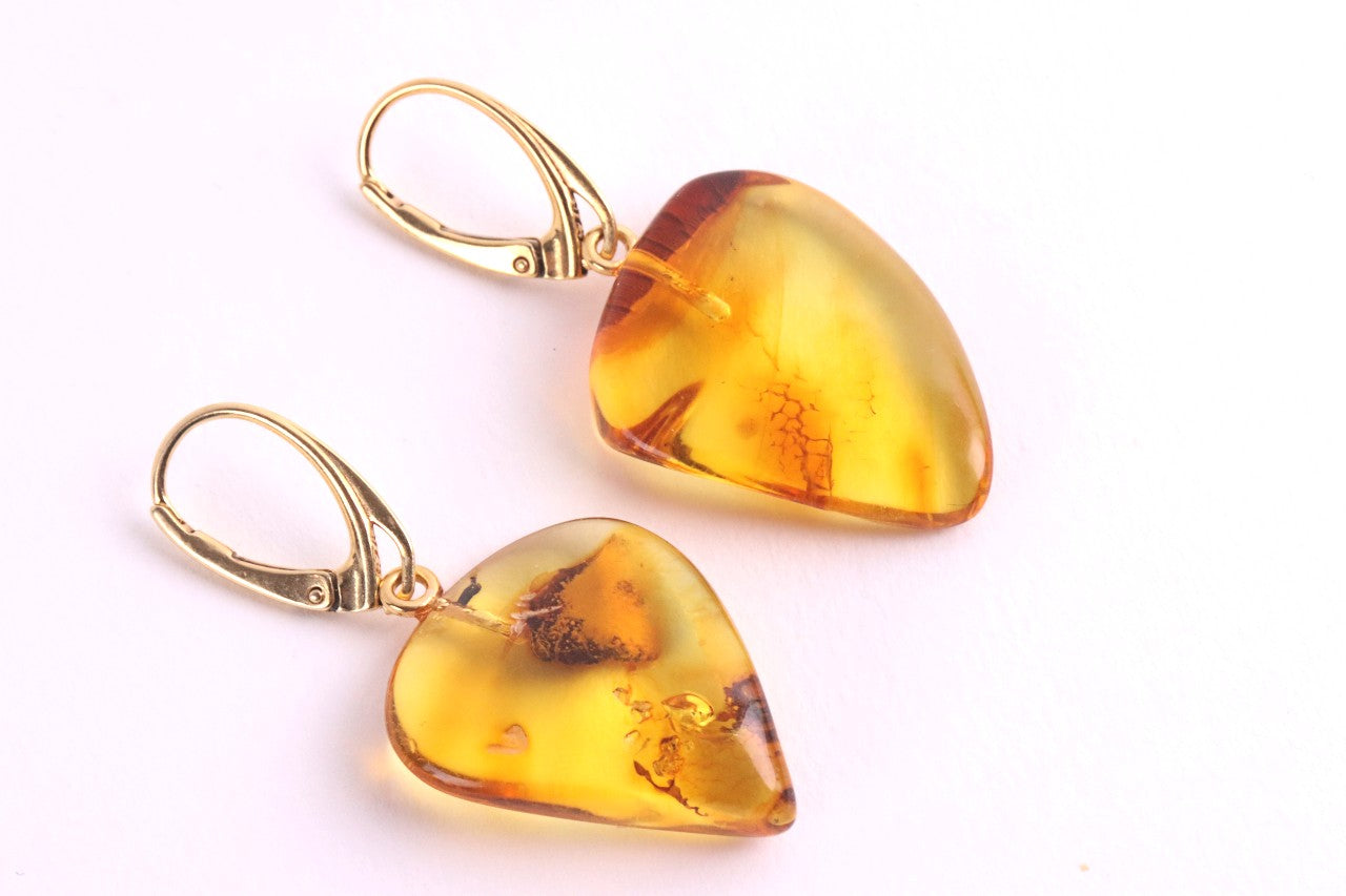 Natural Baltic Amber on Gold-Plated Sterling Silver