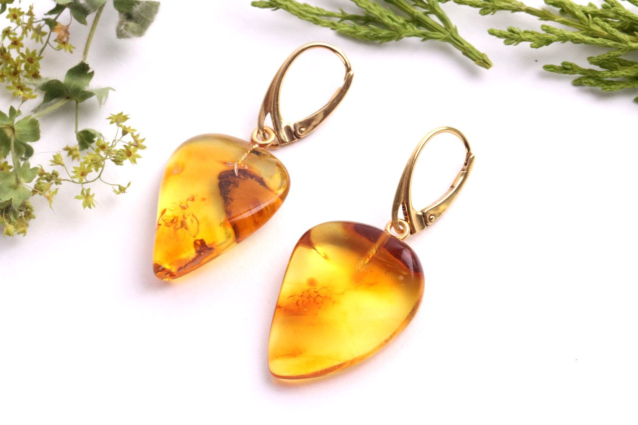 Natural Baltic Amber on Gold-Plated Sterling Silver