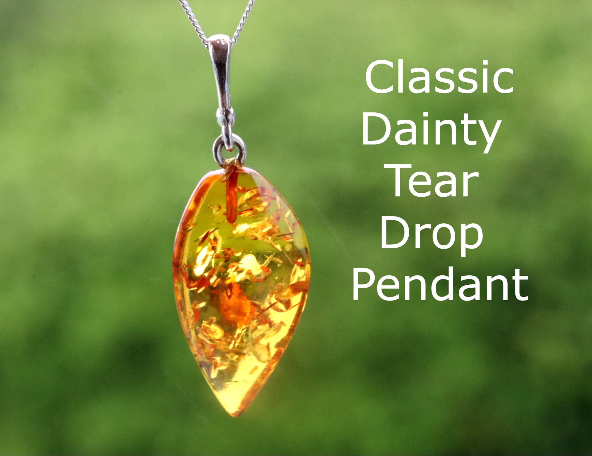 Amber on sale teardrop necklace