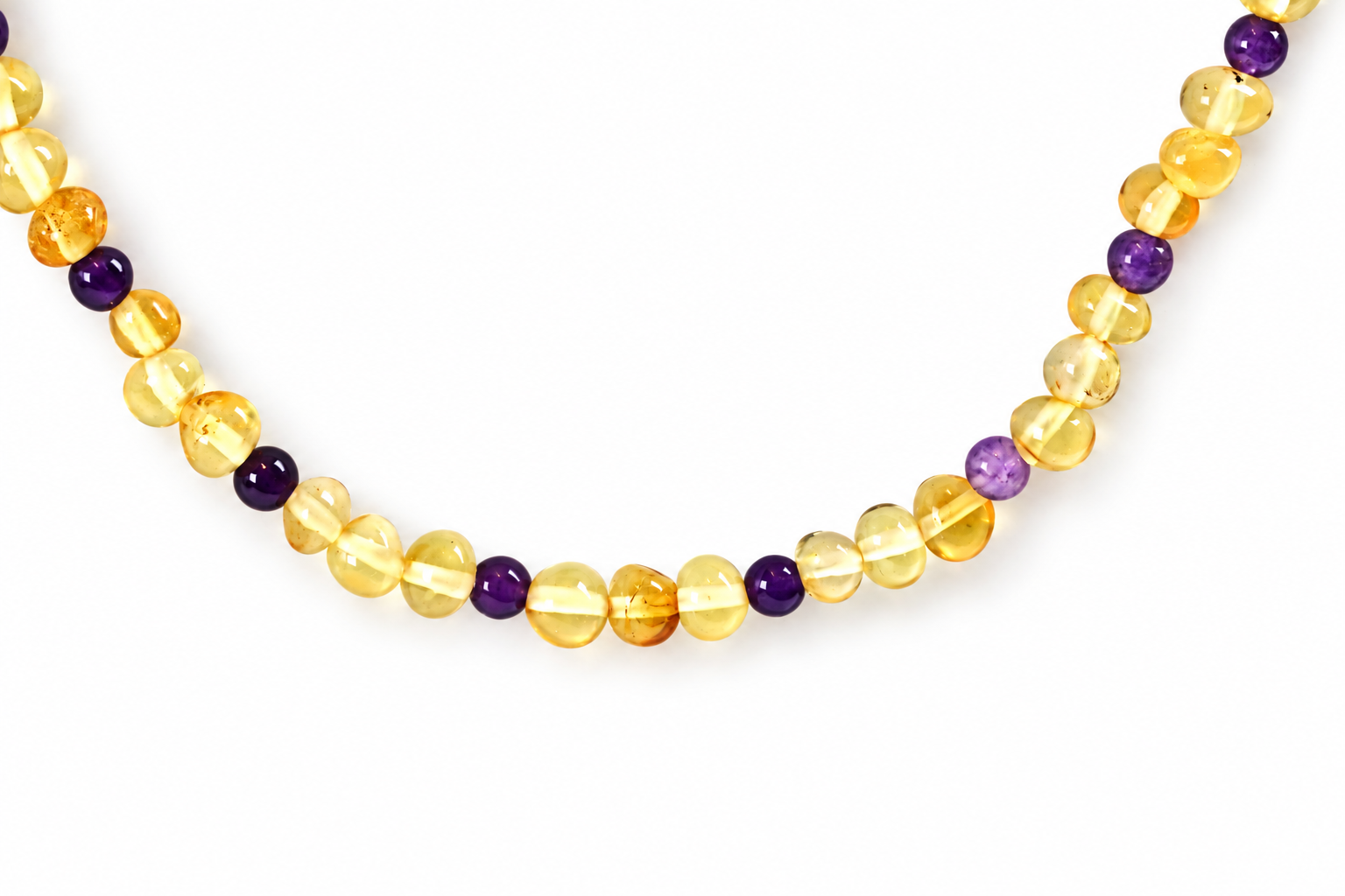 Amethyst and Baltic Amber Adult Necklace