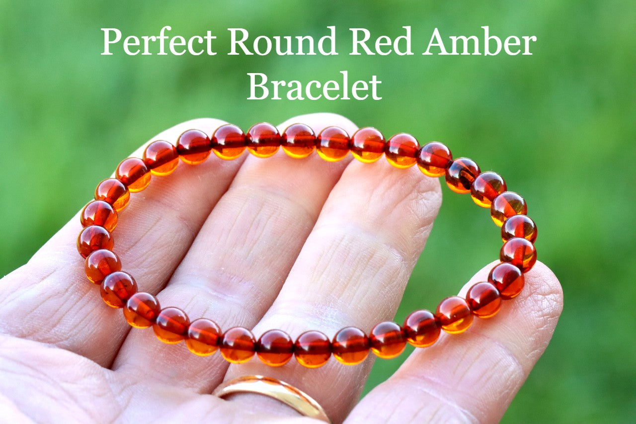 Perfect Round Red Amber Bracelet