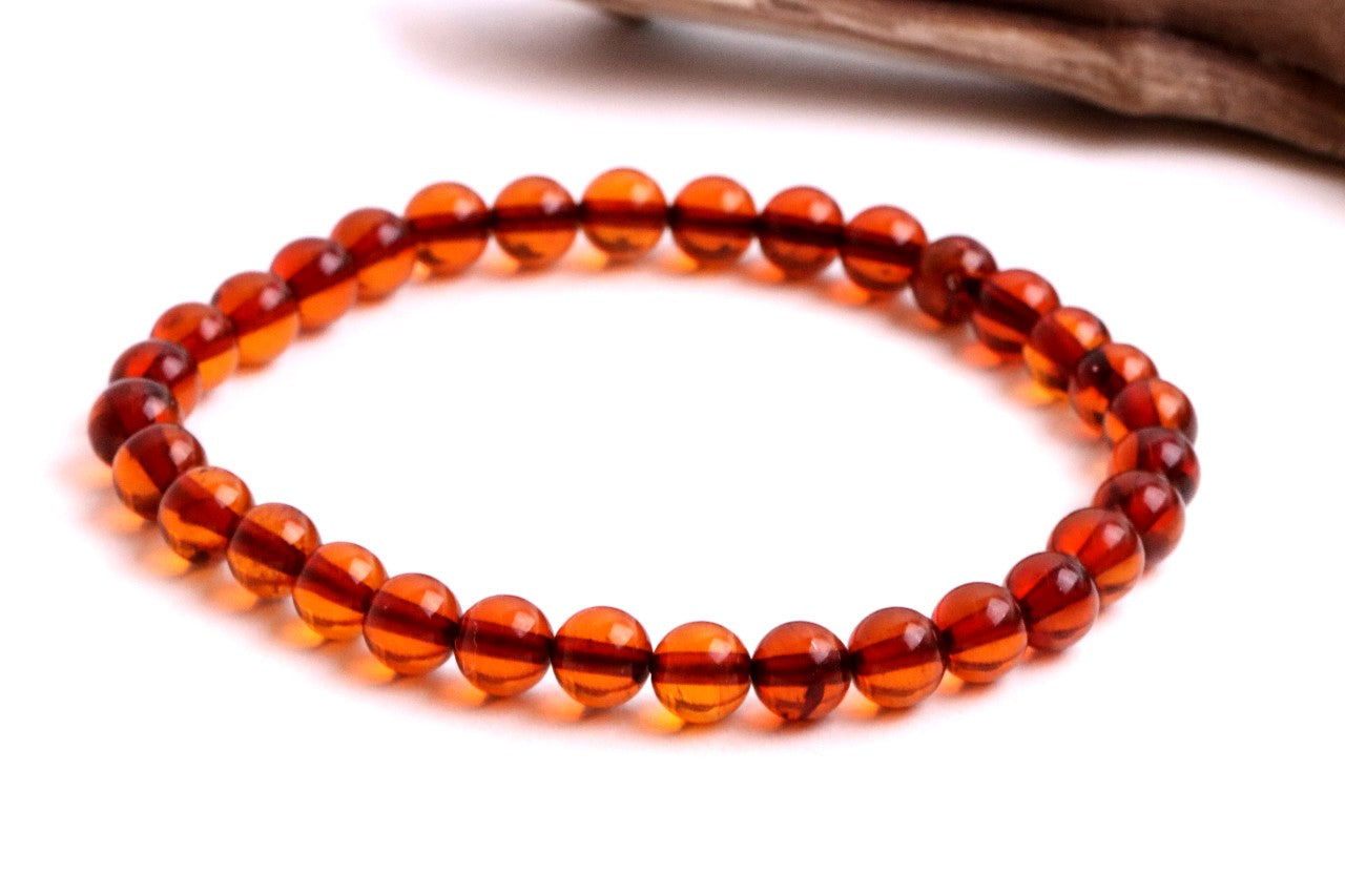 Perfect Round warm red Baltic amber bracelet.