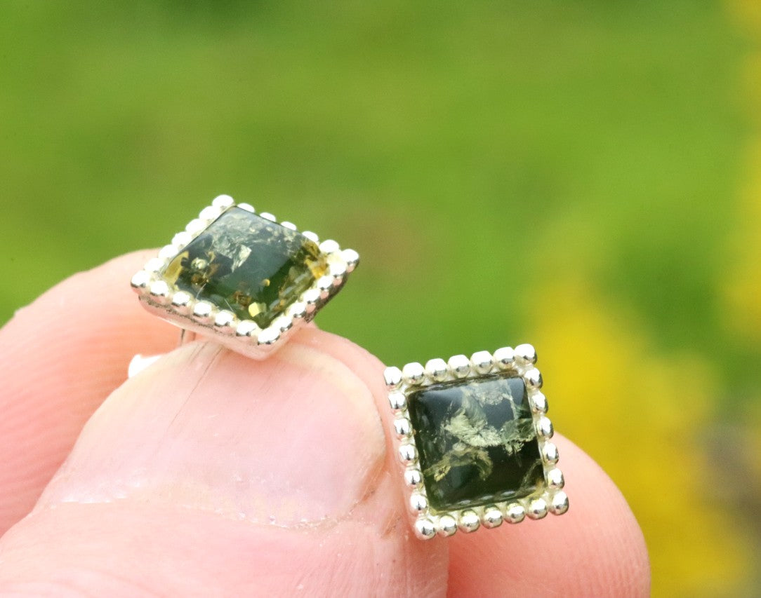 Green Amber Earrings