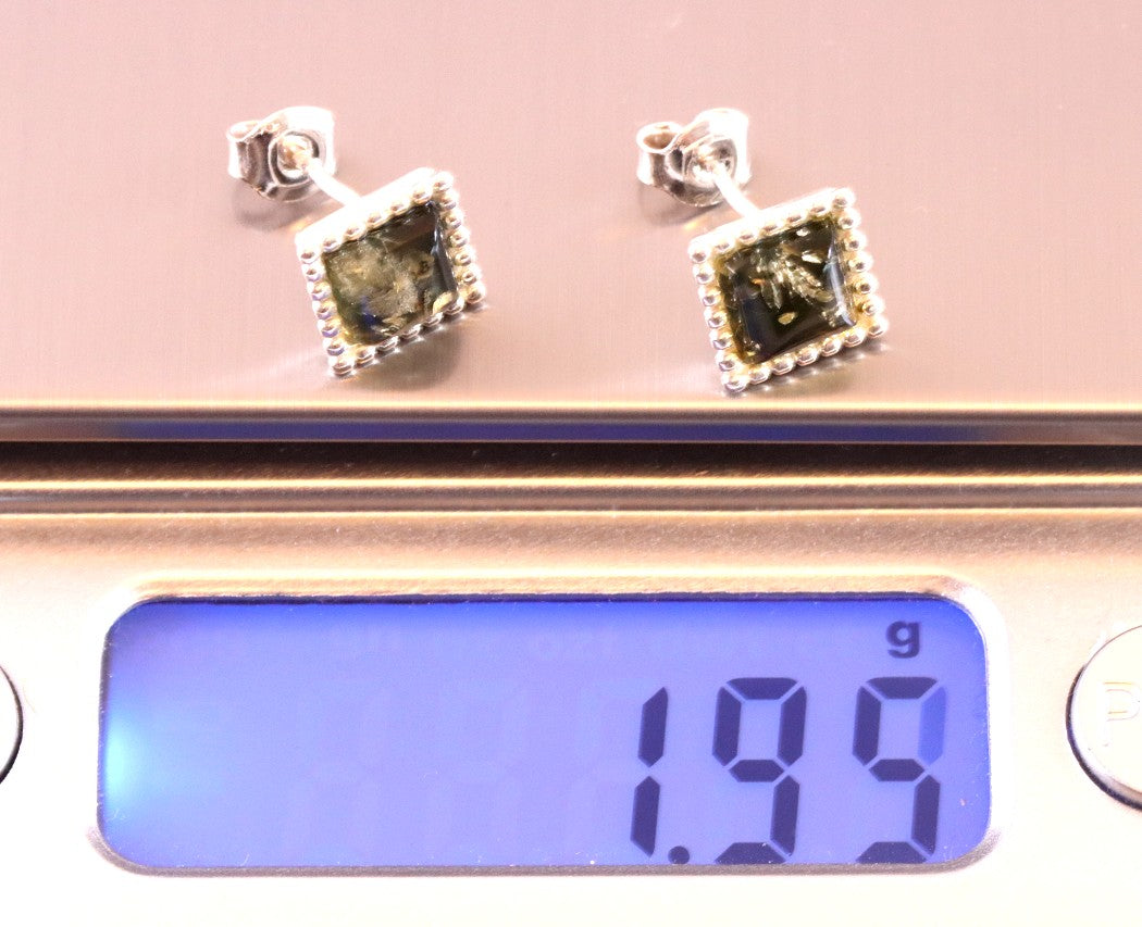 Green Amber Earrings