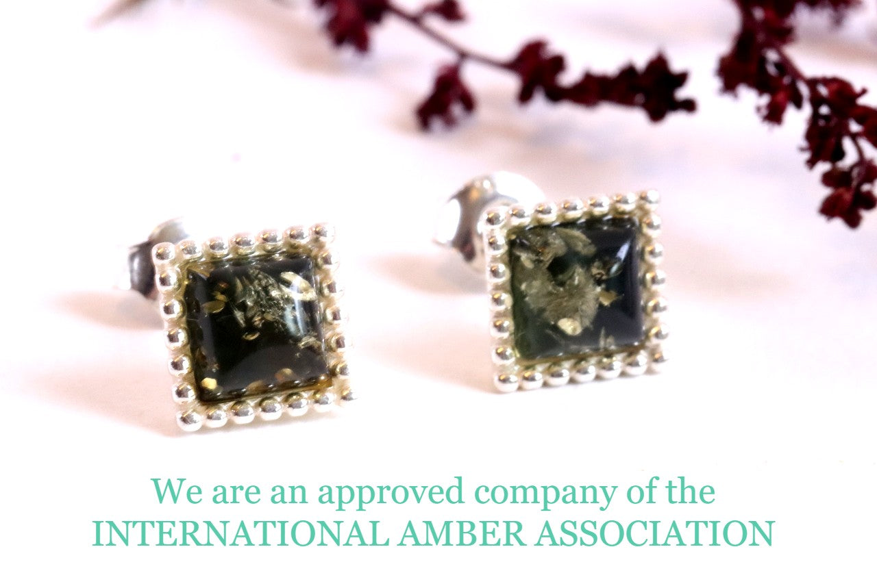 Green Amber Earrings