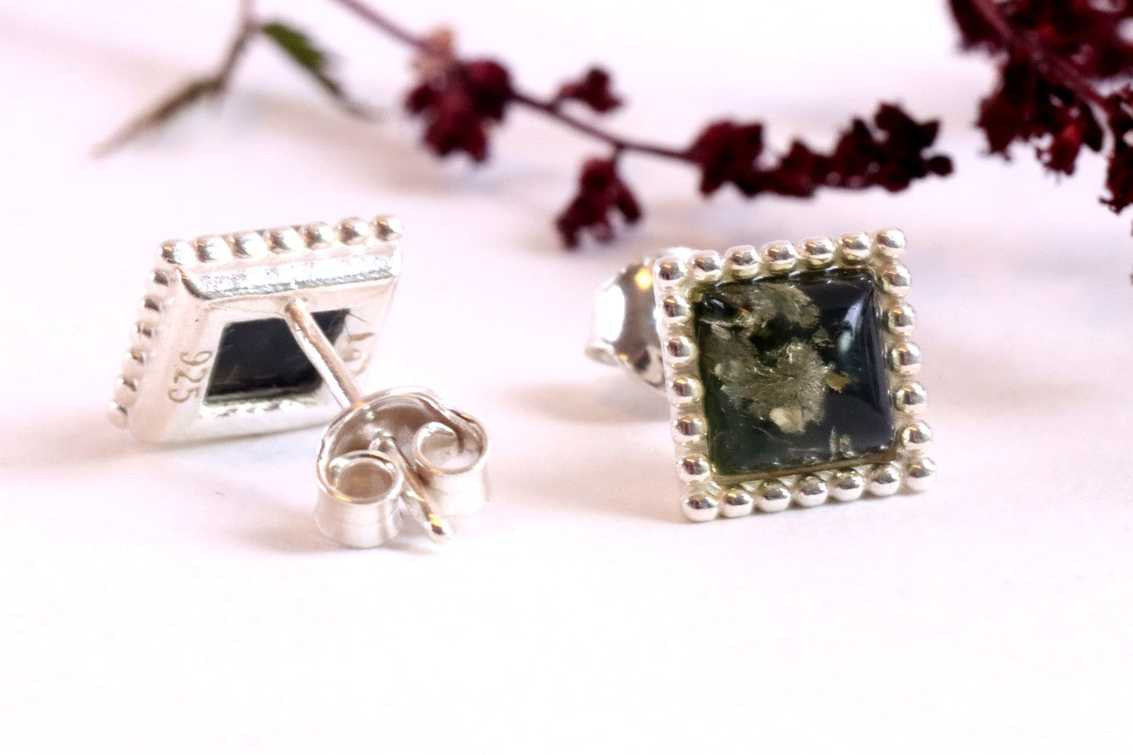 Green Amber Earrings