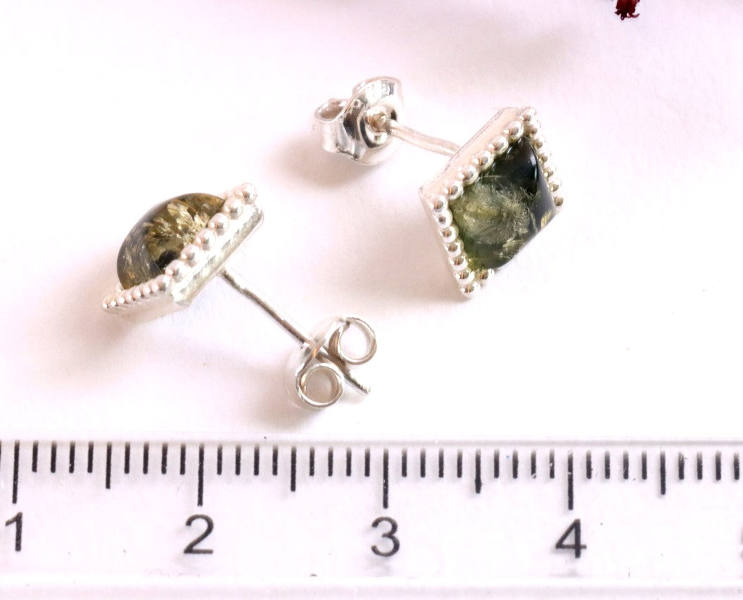 Green Amber Earrings