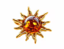 Gold Sun Pendant – 925 Gold-Plated Silver with Baltic Amber Gemstone