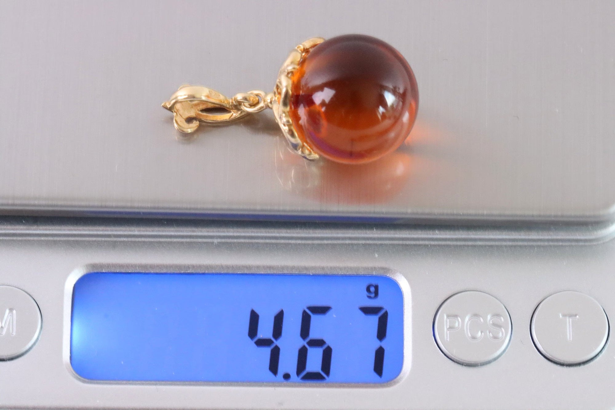 Honey Baltic Amber Pendant – 925 Gold Plated Sterling Silver