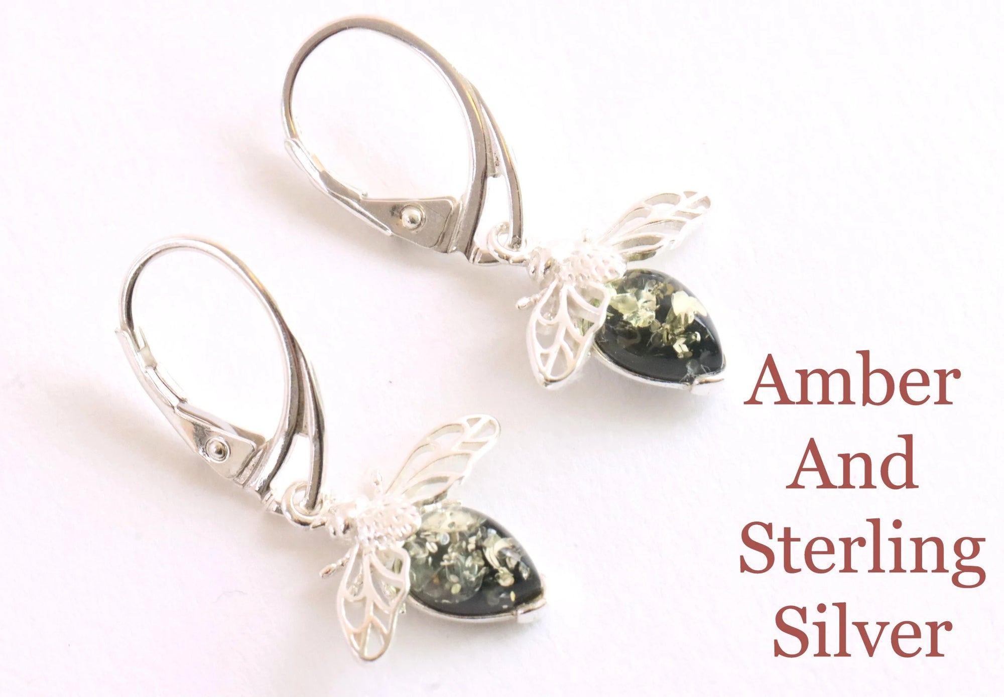 Honey Bee Amber Earrings
