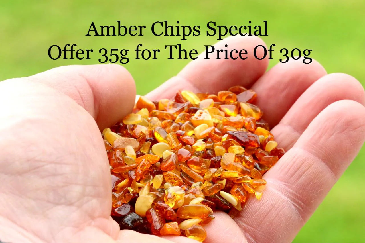 Baltic Amber Chips 30g (Bonus 35g) | Natural Amber Shavings for Crafts