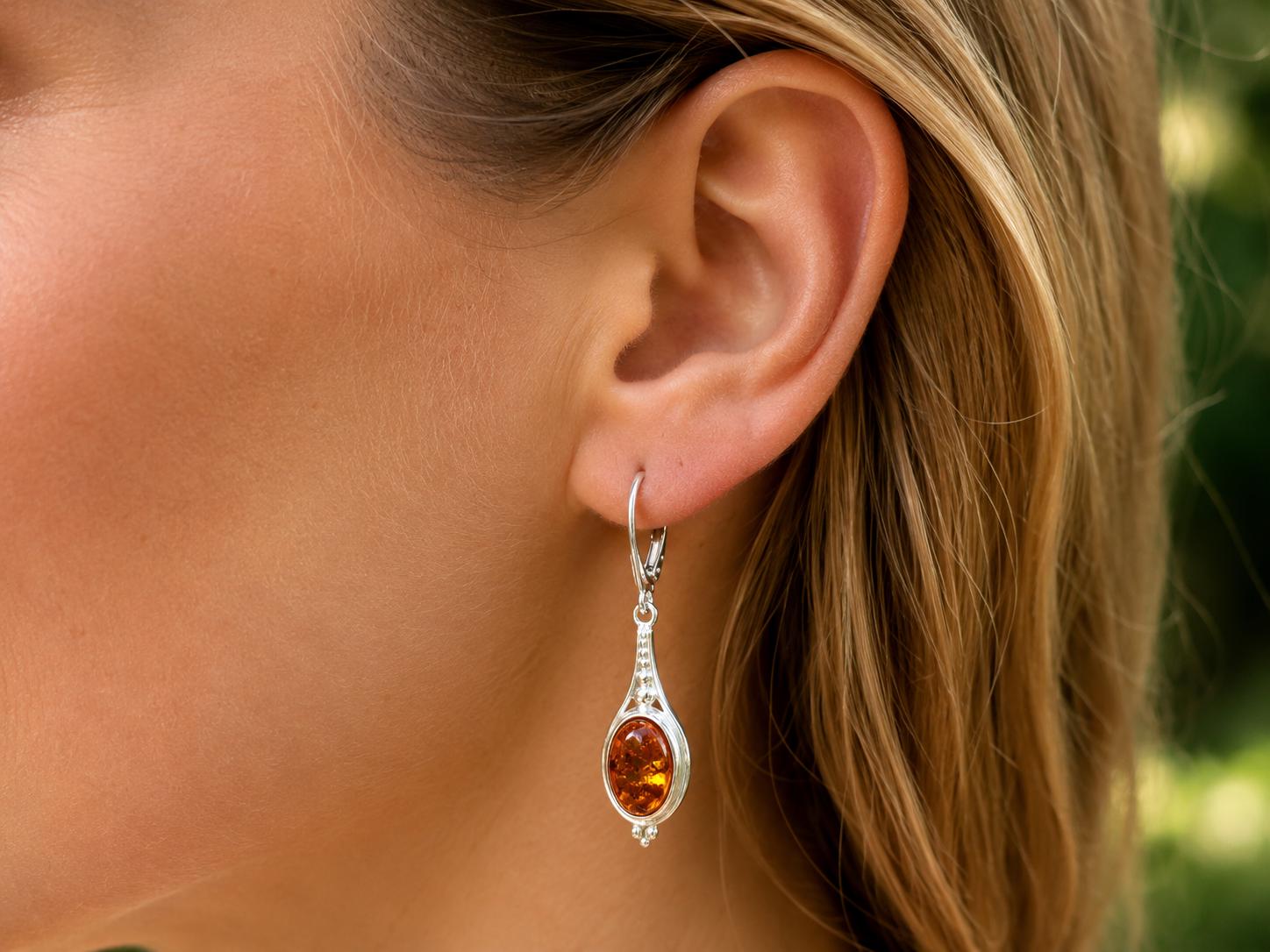 Drop Amber Earrings