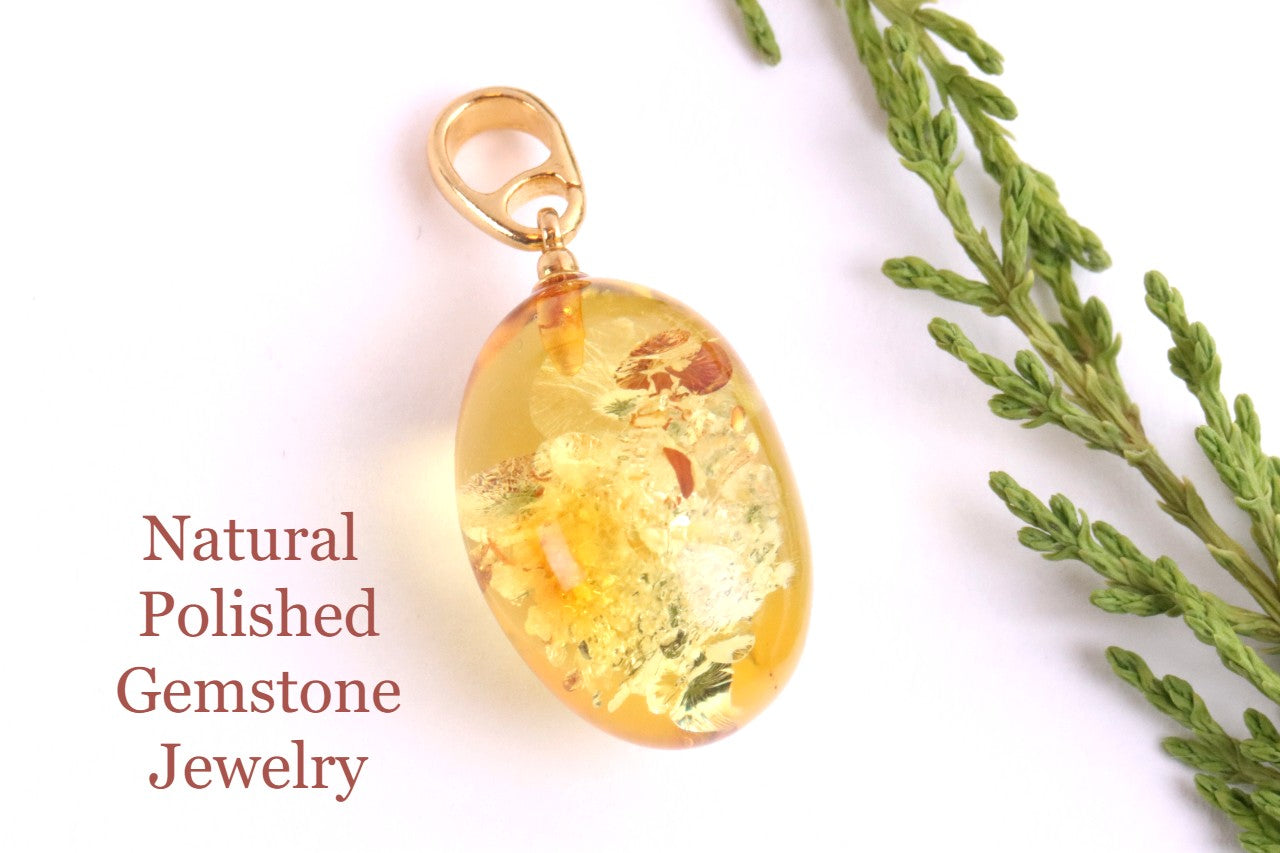 A best seller only one left Baltic Amber Drop Pendant on 925 Gold-Plated Silver