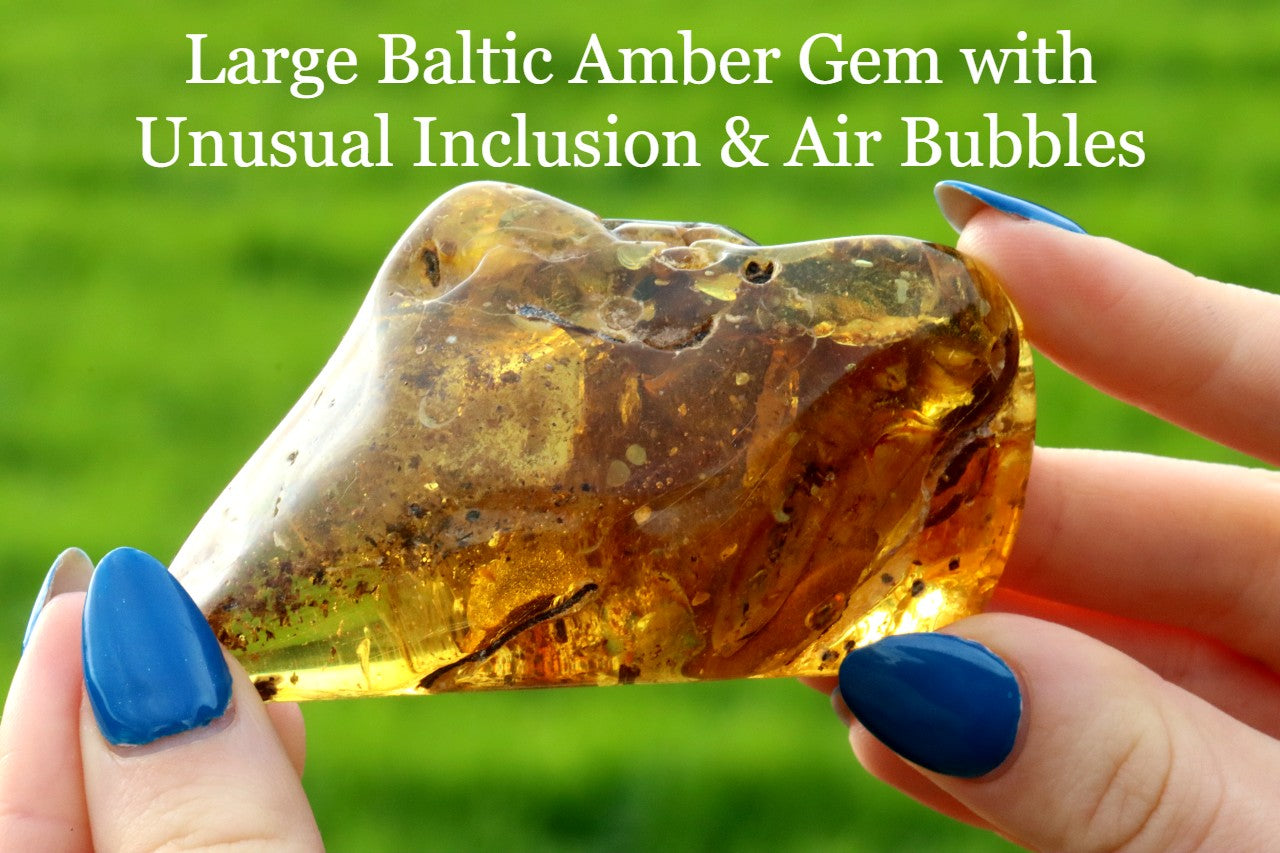 Large Baltic Amber Gem with Rare Inclusion & Air Bubbles