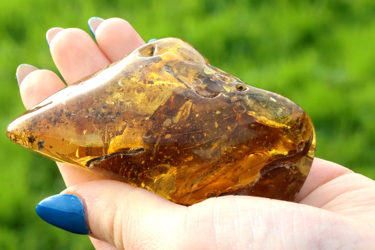 Large Baltic Amber Gem with Rare Inclusion & Air Bubbles