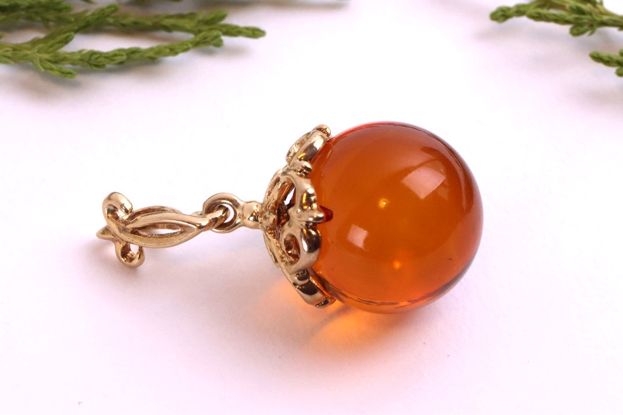 Honey Baltic Amber Pendant – 925 Gold Plated Sterling Silver