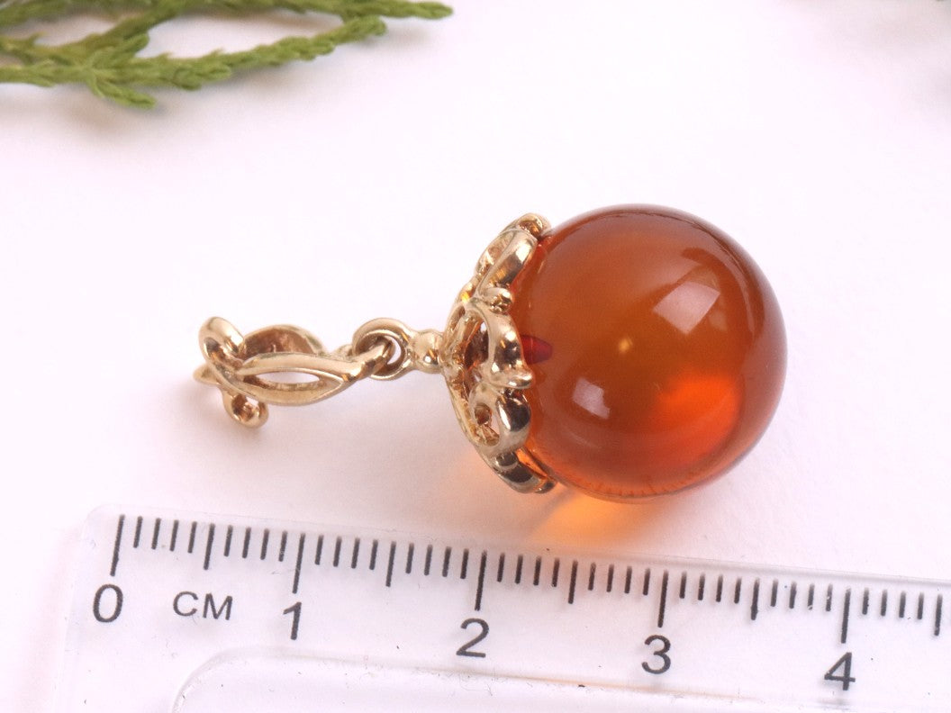 Honey Baltic Amber Pendant – 925 Gold Plated Sterling Silver