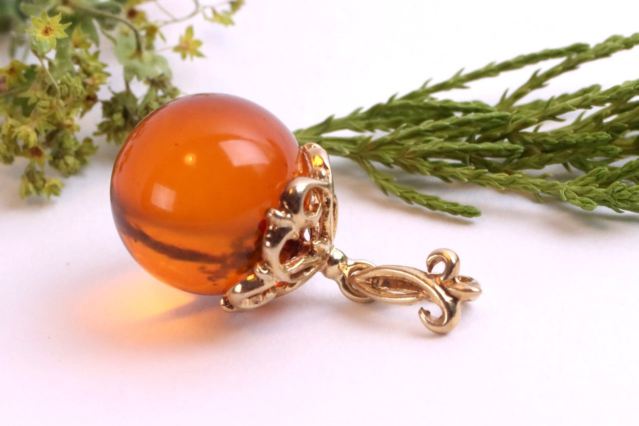 Honey Baltic Amber Pendant – 925 Gold Plated Sterling Silver