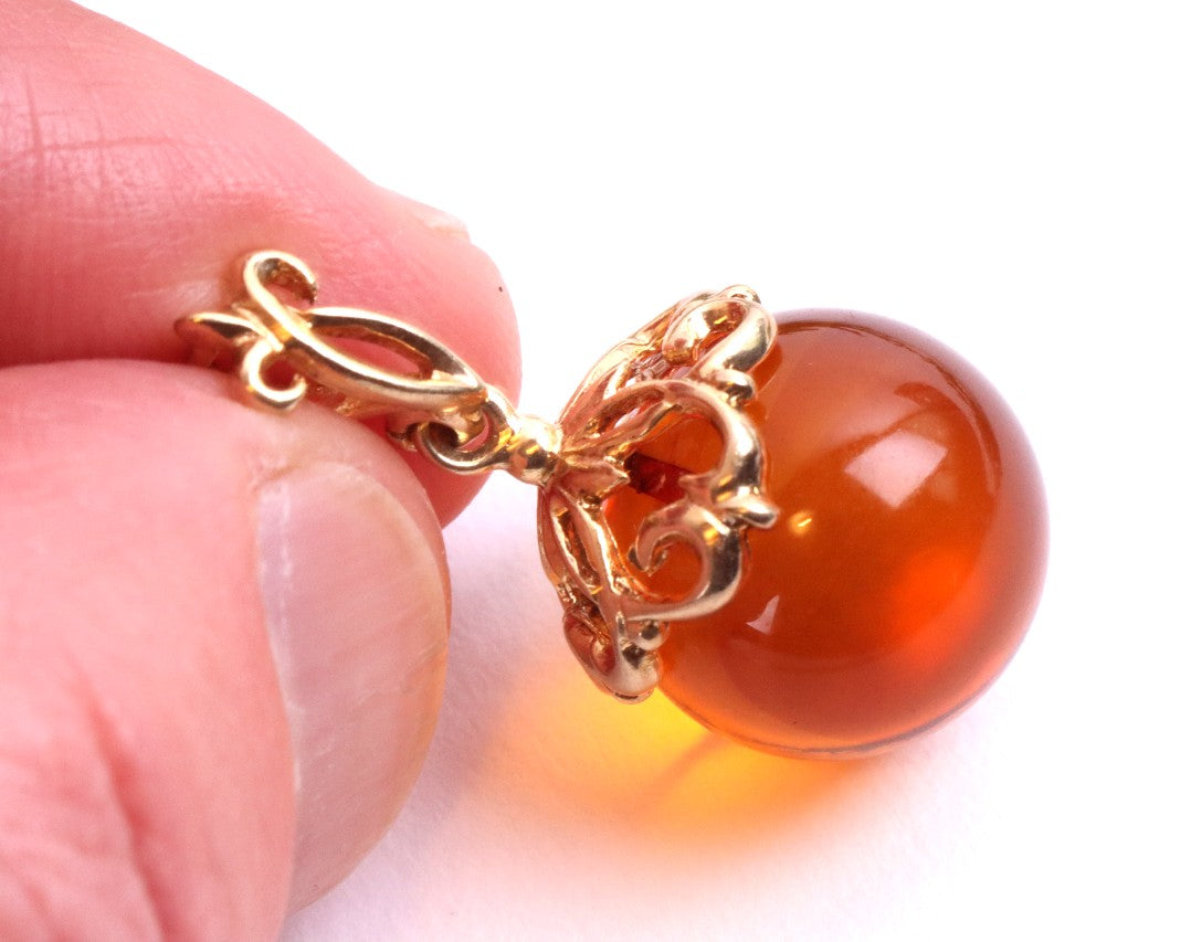Honey Baltic Amber Pendant – 925 Gold Plated Sterling Silver