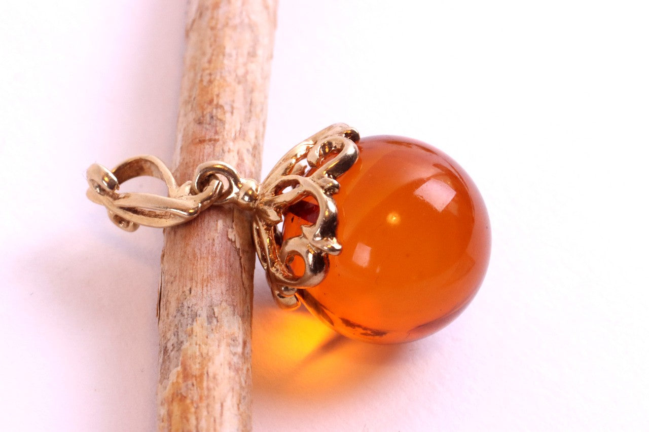 Honey Baltic Amber Pendant – 925 Gold Plated Sterling Silver