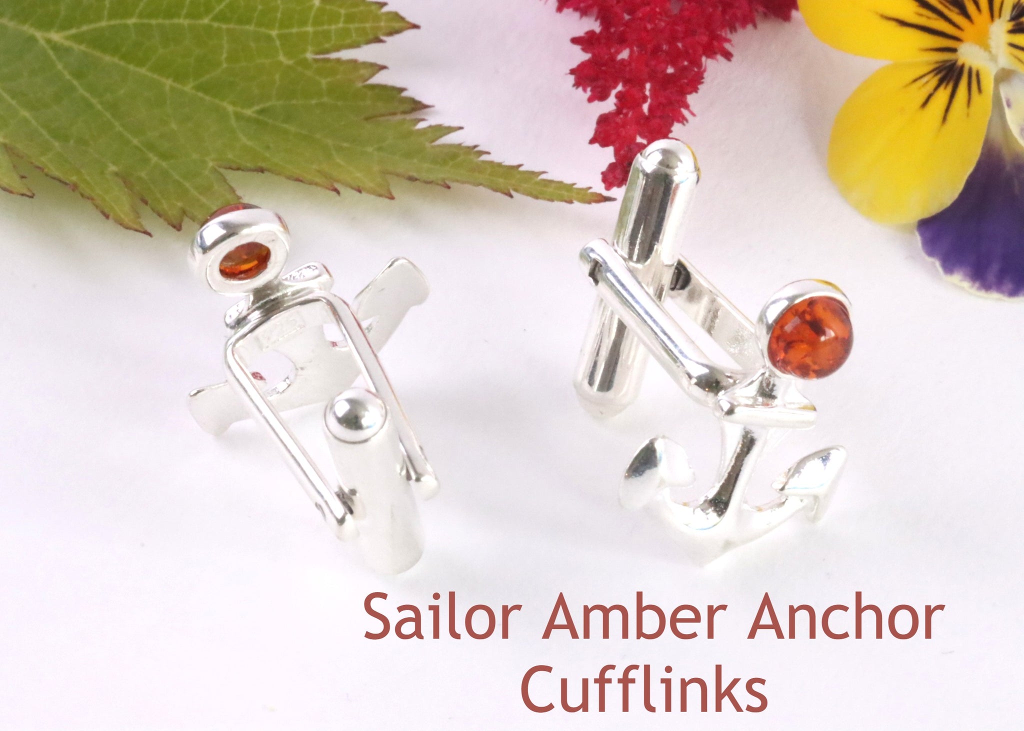 Sailor Amber Anchor Cufflinks