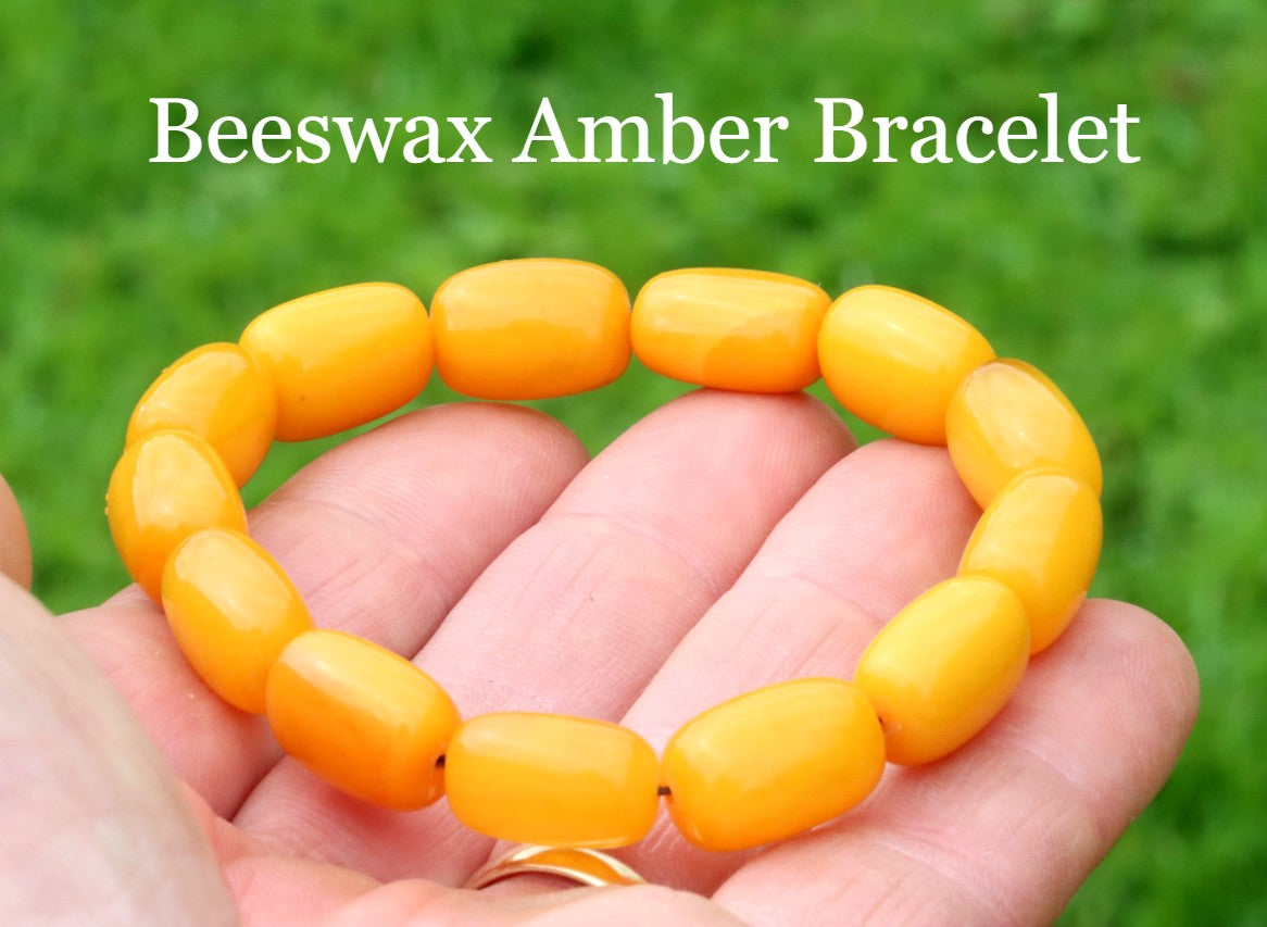 Cylinder Beeswax Amber Bracelet