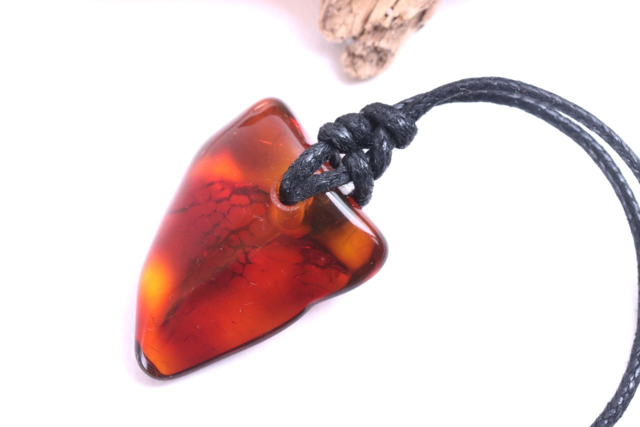 Natural Baltic Red Amber Amulet Pendant