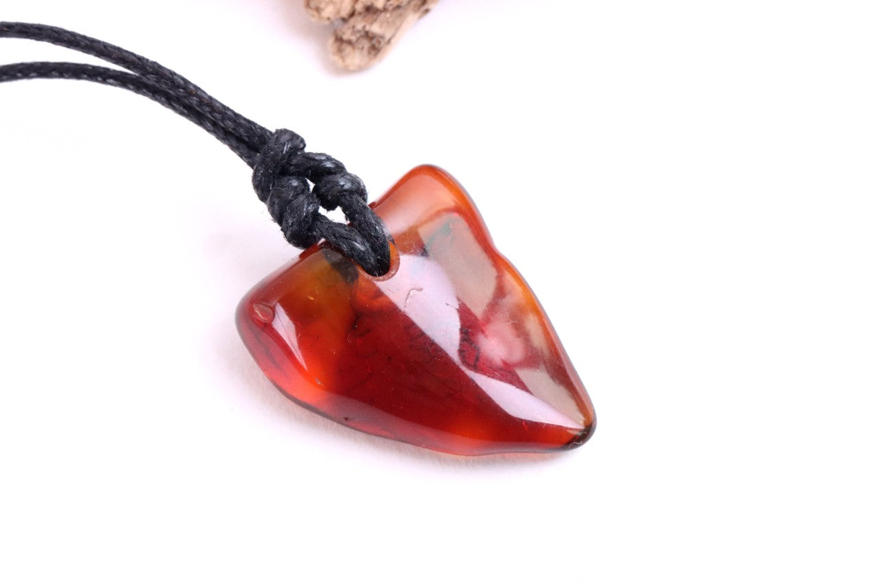 Natural Baltic Red Amber Amulet Pendant