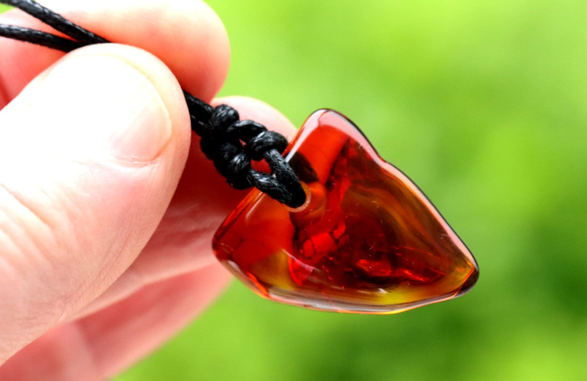 Natural Baltic Red Amber Amulet Pendant