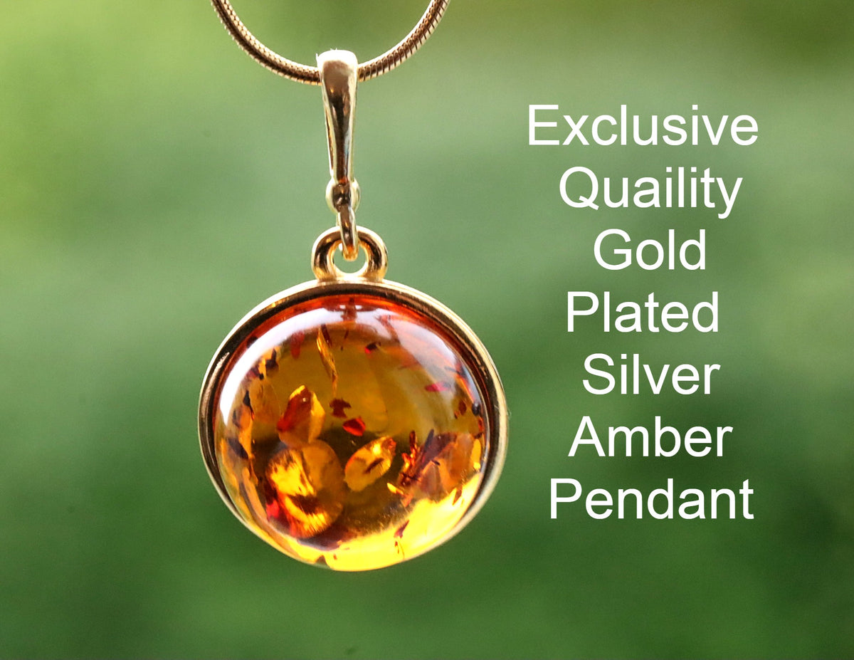 Gold Amber Circle Pendant