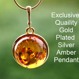 Gold Amber Circle Pendant