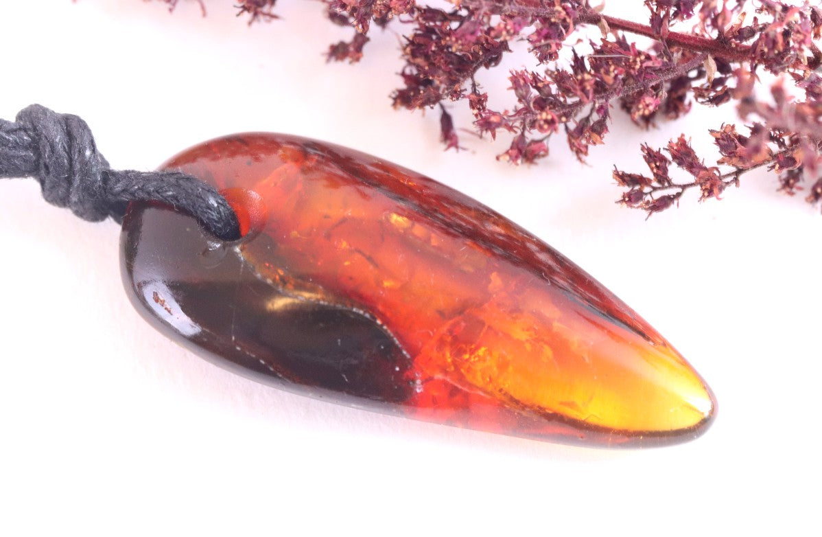 Natural Teardrop Baltic Amber Amulet Pendant