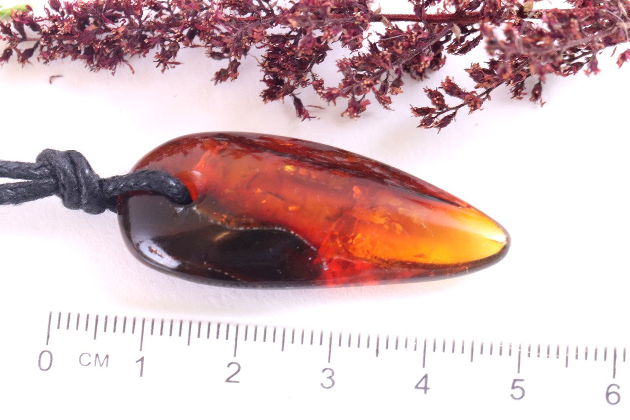 Natural Teardrop Baltic Amber Amulet Pendant