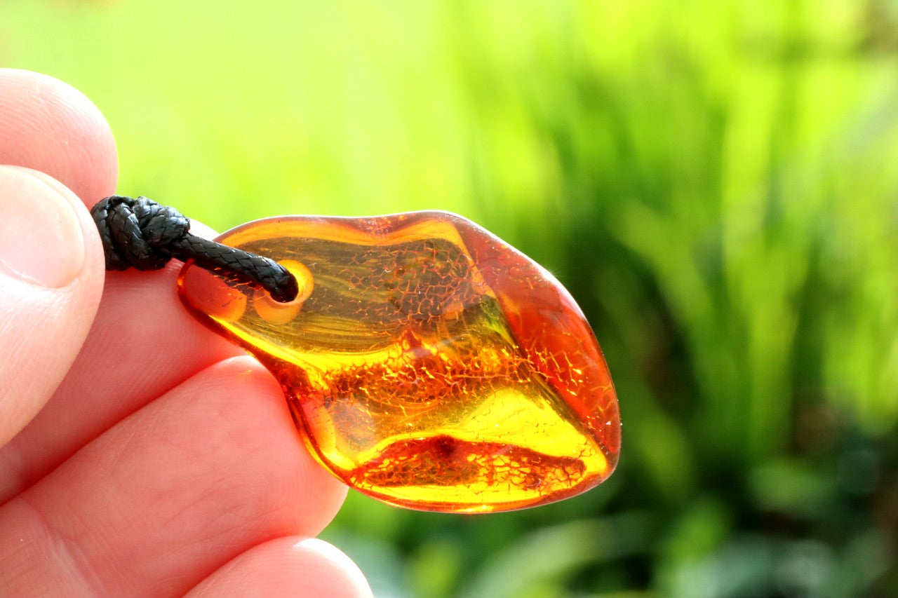 Amber Amulet Pendant Necklace