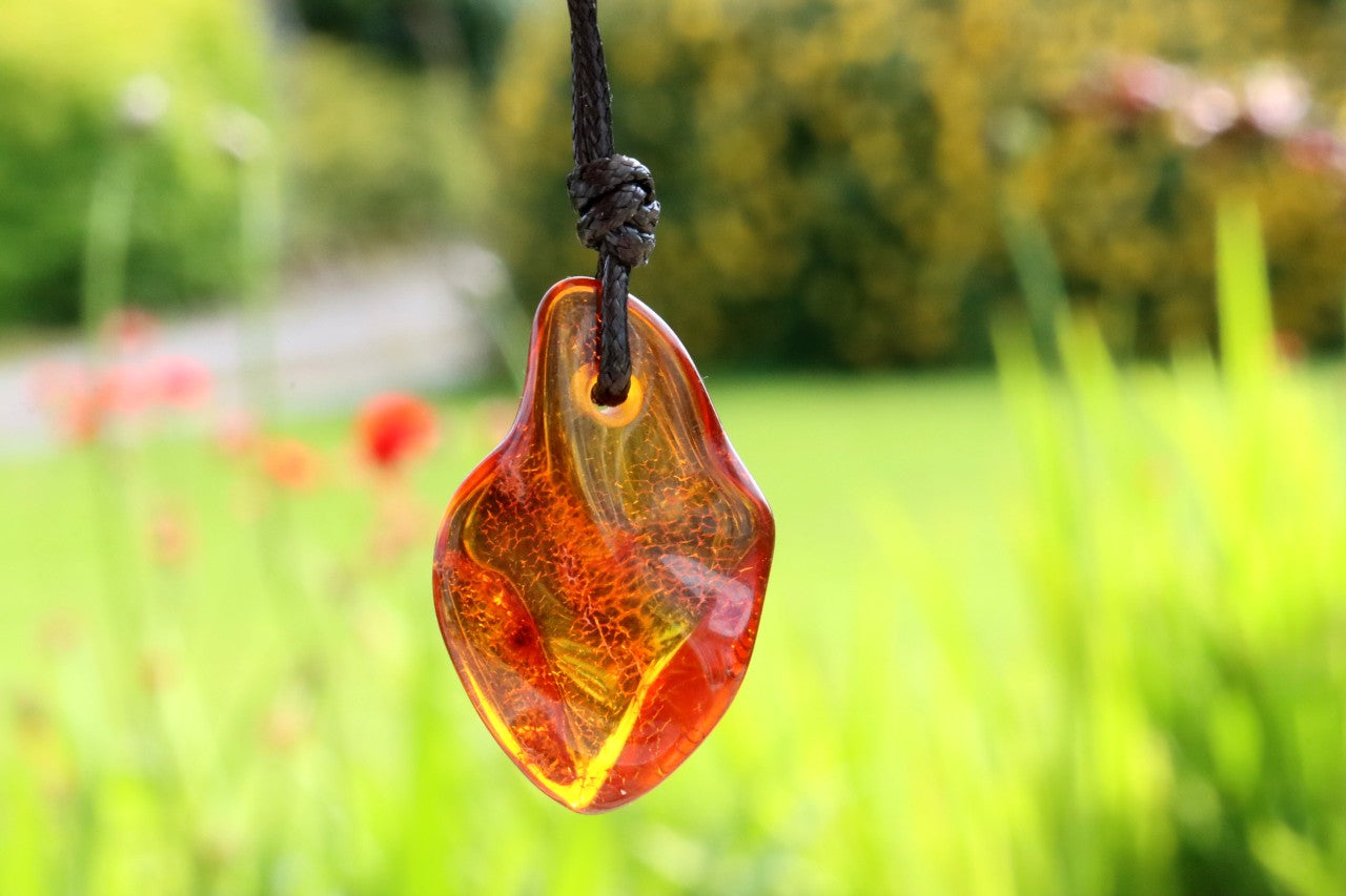 Amber Amulet Pendant Necklace