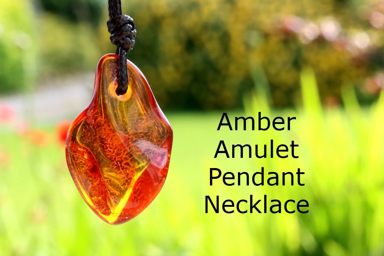 Amber Amulet Pendant Necklace