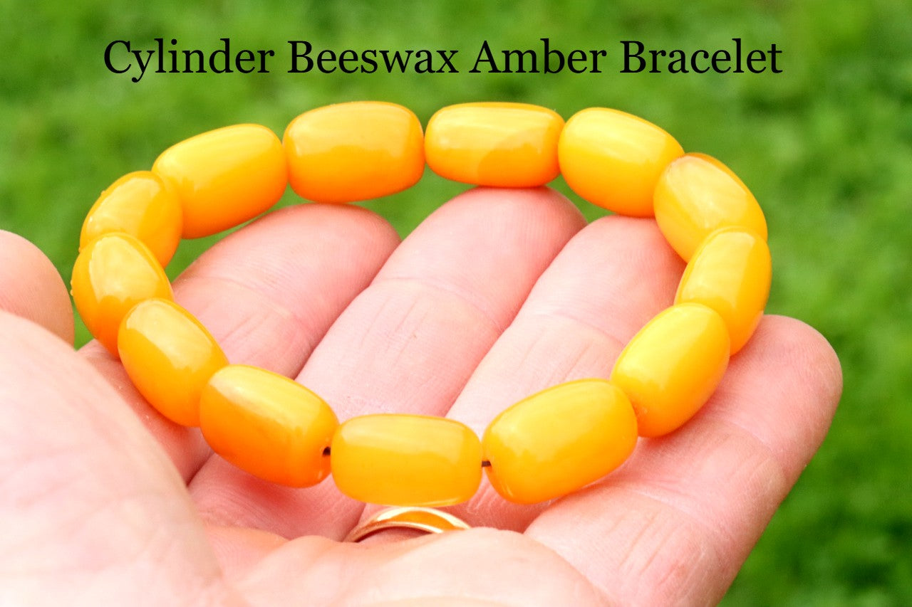 Cylinder Beeswax Amber Bracelet