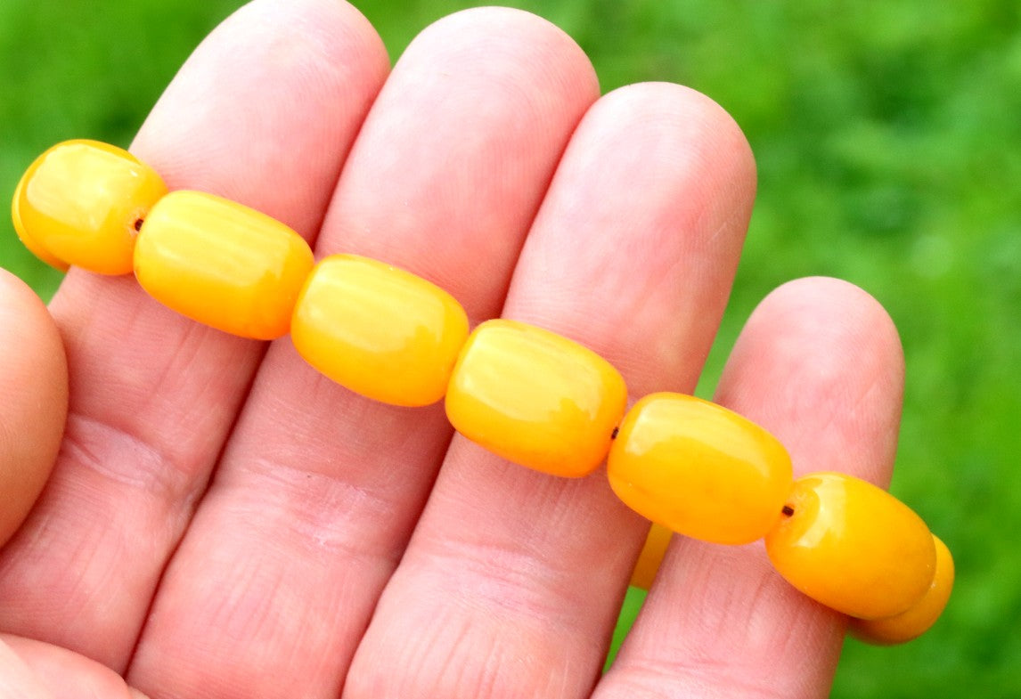 Cylinder Beeswax Amber Bracelet