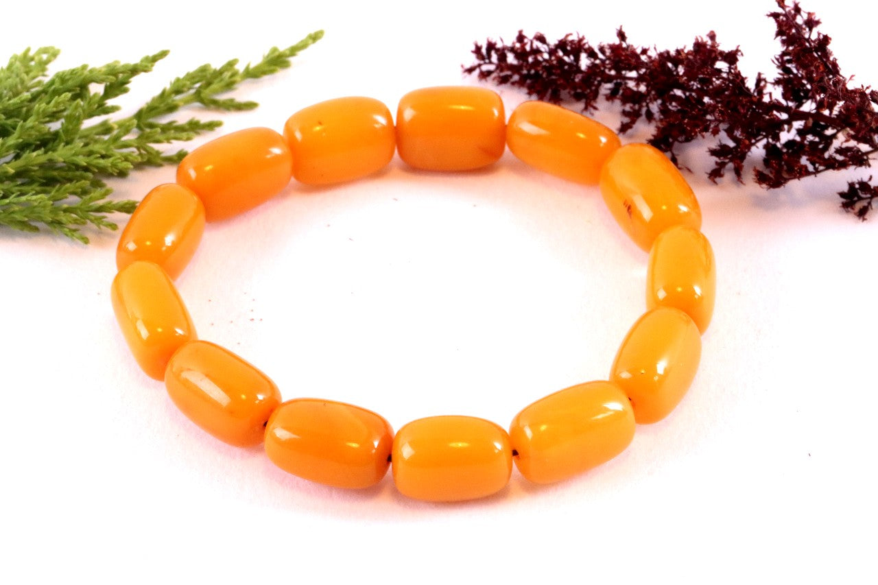 Cylinder Beeswax Amber Bracelet