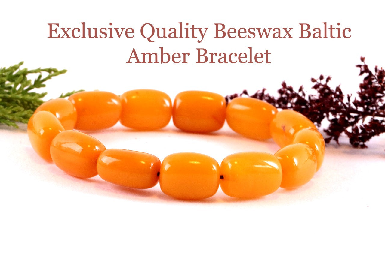 Cylinder Beeswax Amber Bracelet
