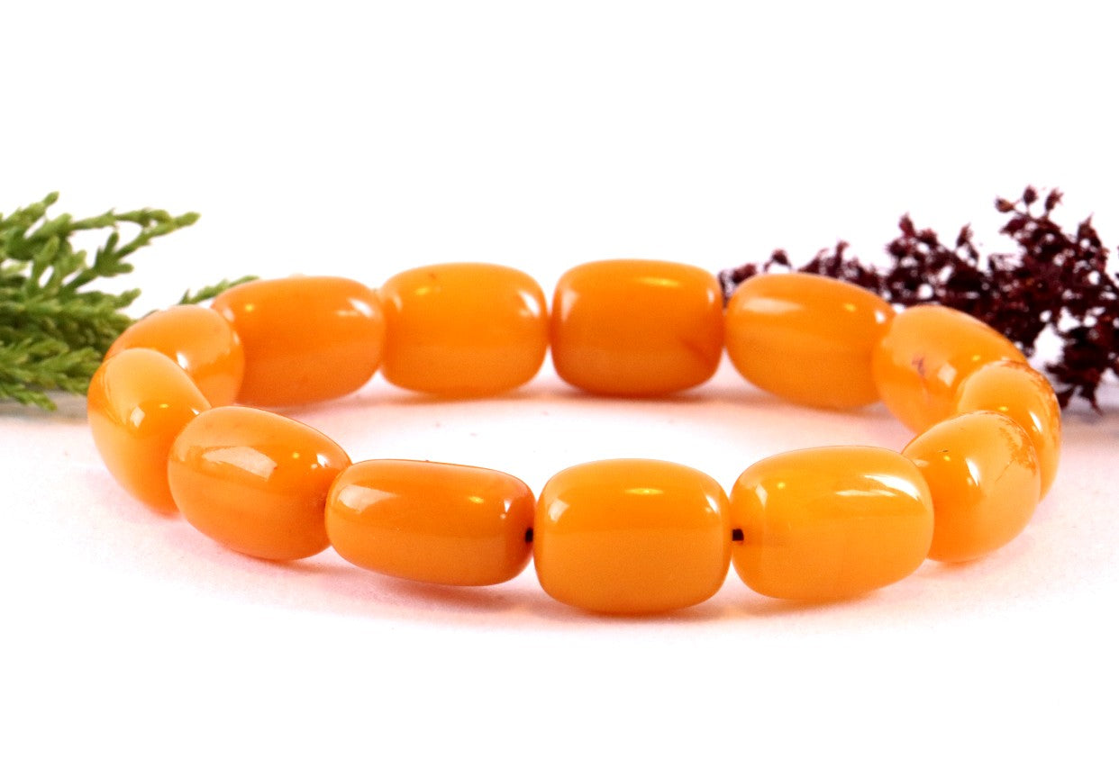 Cylinder Beeswax Amber Bracelet