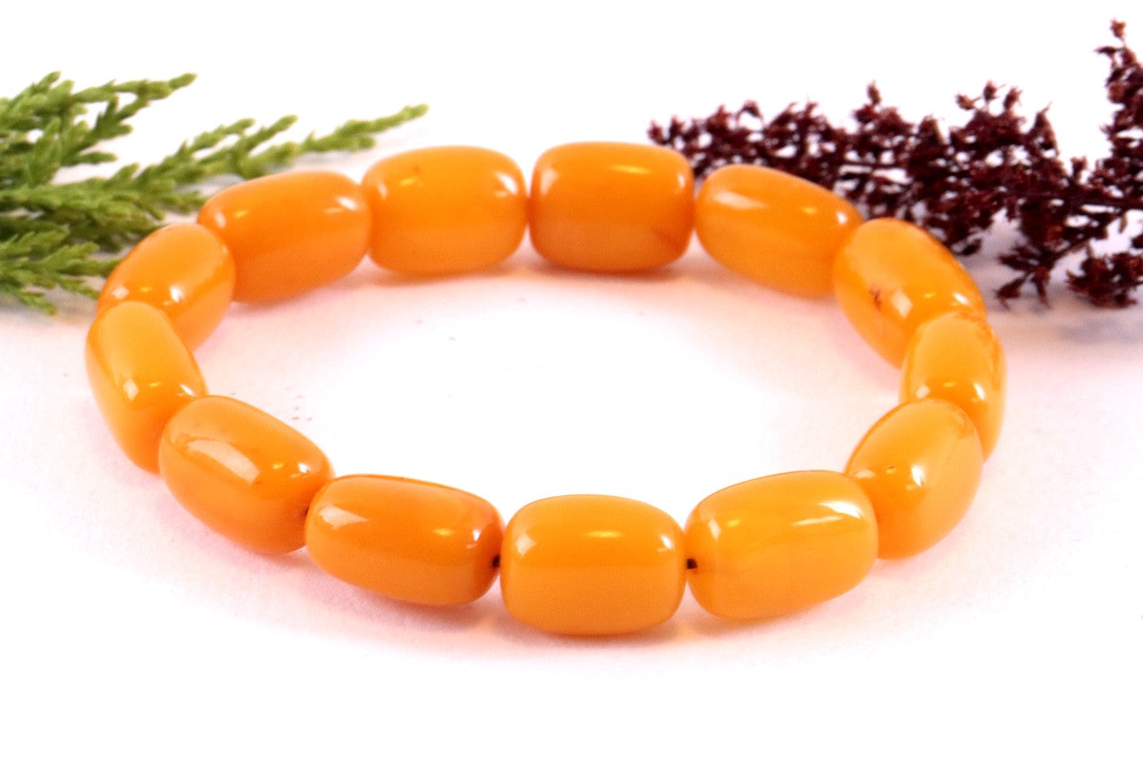 Cylinder Beeswax Amber Bracelet