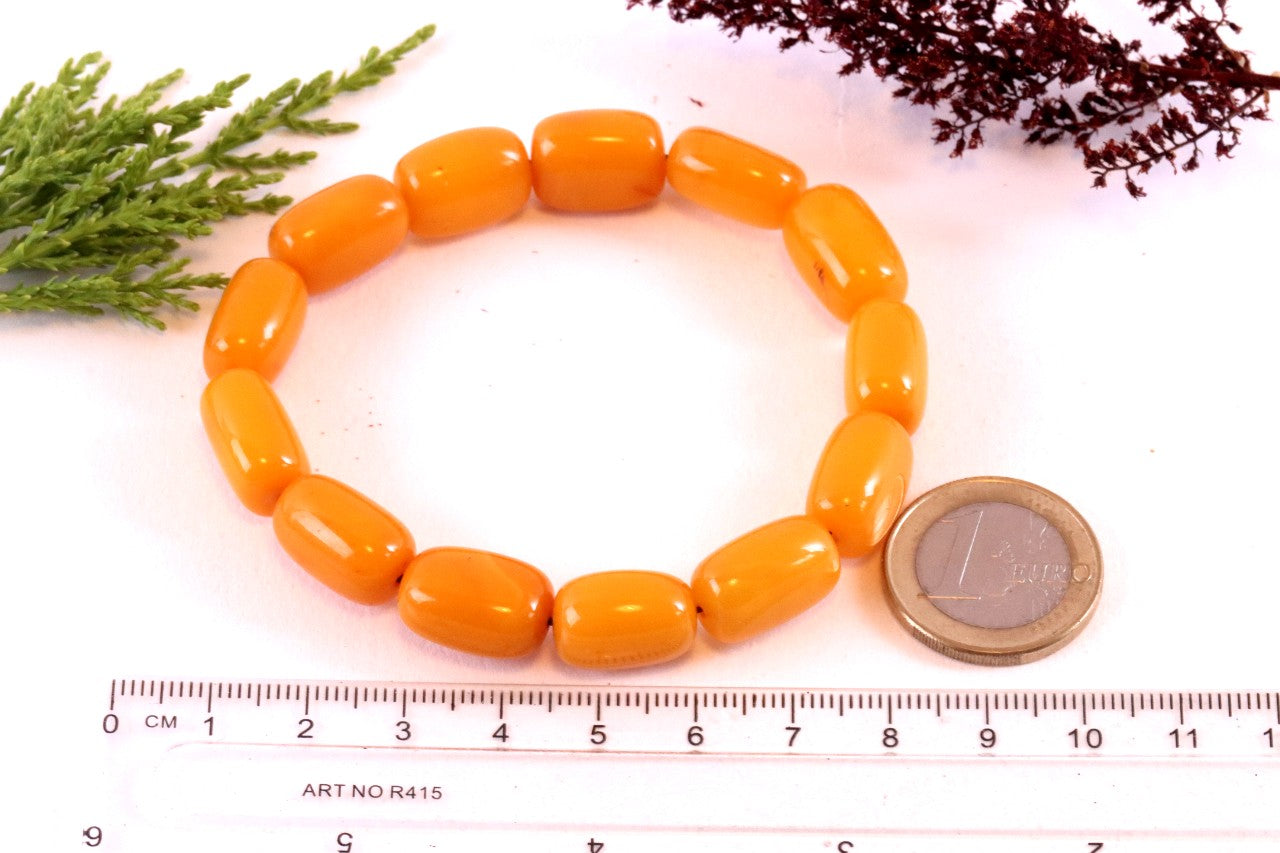 Cylinder Beeswax Amber Bracelet