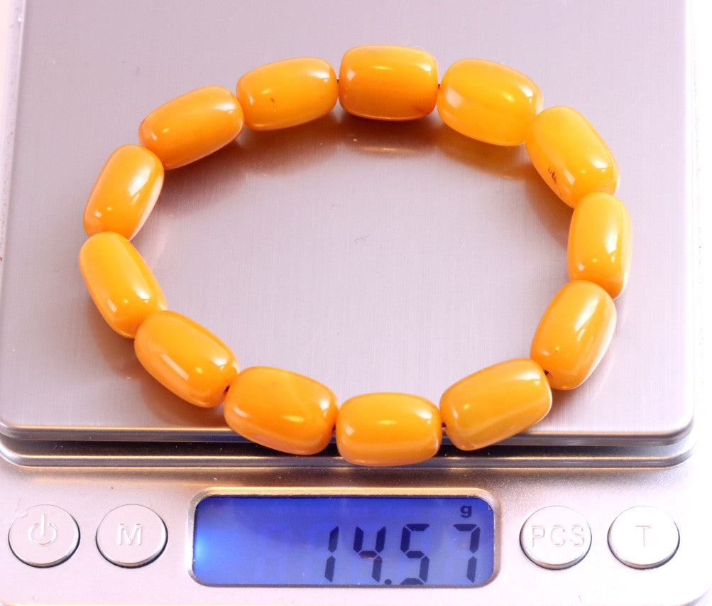 Cylinder Beeswax Amber Bracelet