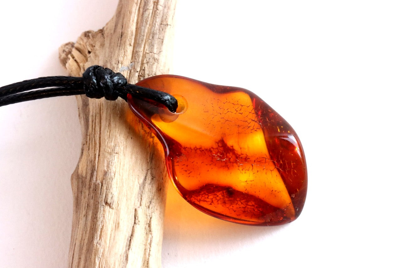 Amber Amulet Pendant Necklace