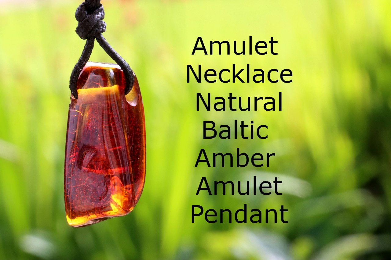 Amulet Necklace Natural Baltic Amber Amulet Pendant /