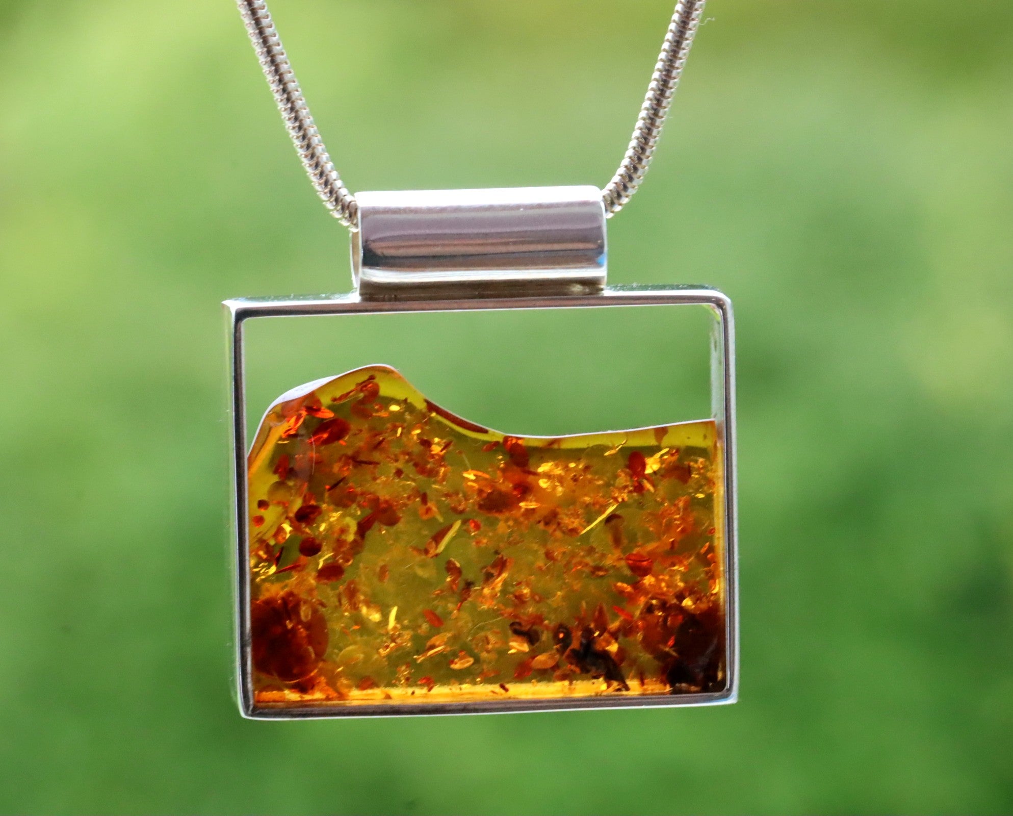 Unique Geometric Baltic Amber Pendant