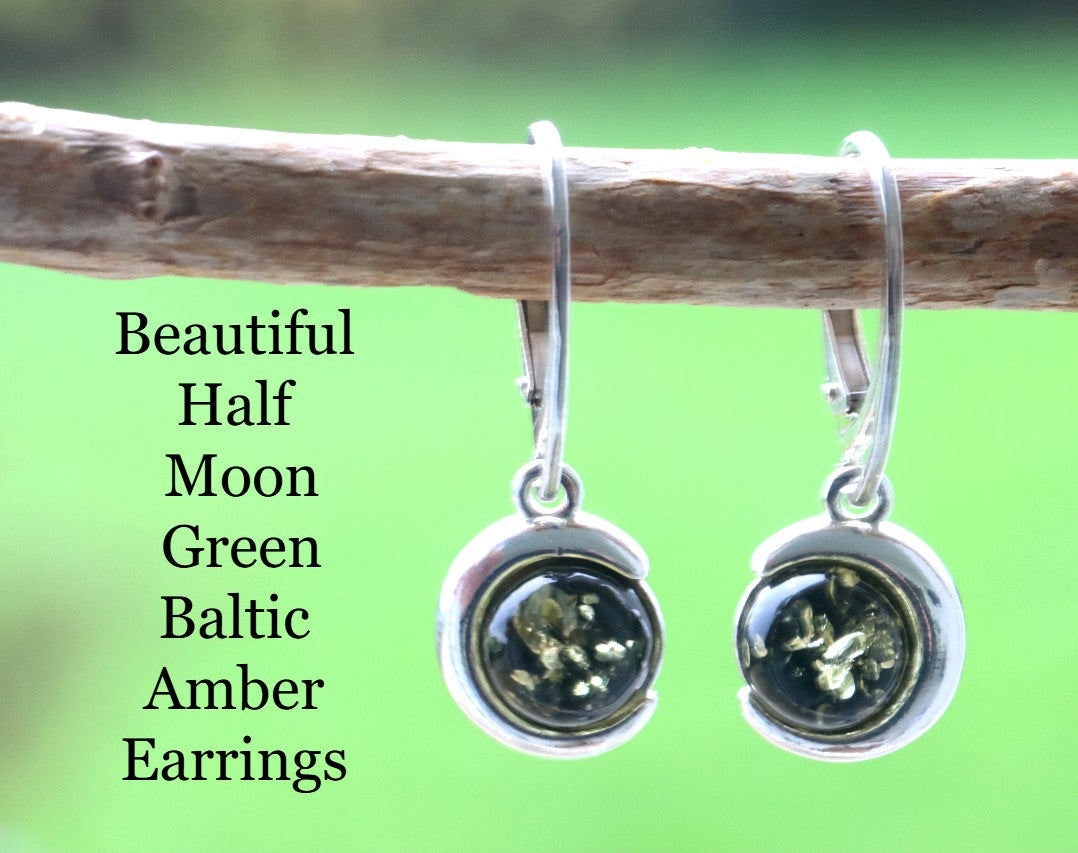 Green Amber Gem Earrings