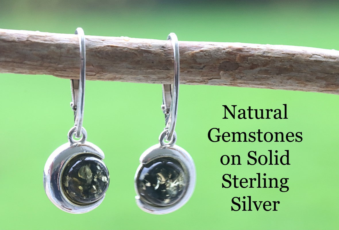 Green Amber Gem Earrings